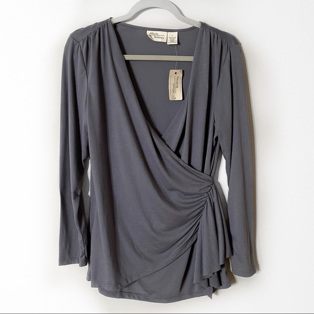 Beautiful V-neck Draped Blouse **NWT**